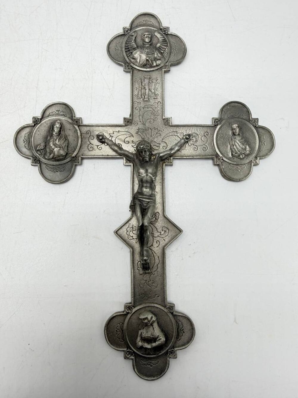 SKS Zinn 95% Pewter Crucifix Wall Cross Jesus Christ Saints Religious Decor